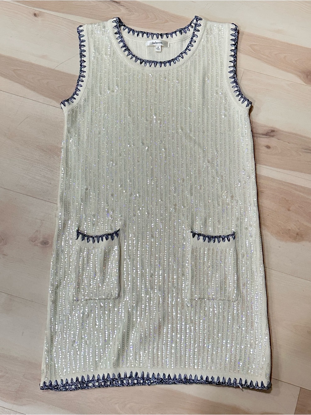 Lalavon Modenaire Sleeveless Sequin Knit Mini Dress Sz S 1960s Preppy sparkle - Picture 13 of 15